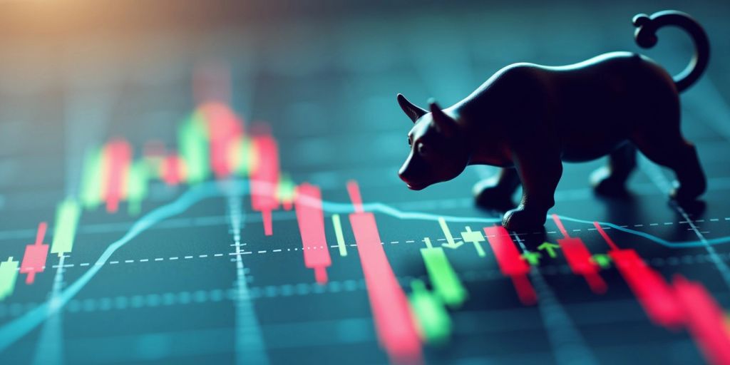 Aktienmarkt-Diagramm mit Bulle und Bär