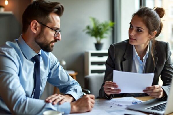 Berater und Kunde besprechen Steueroptimierung